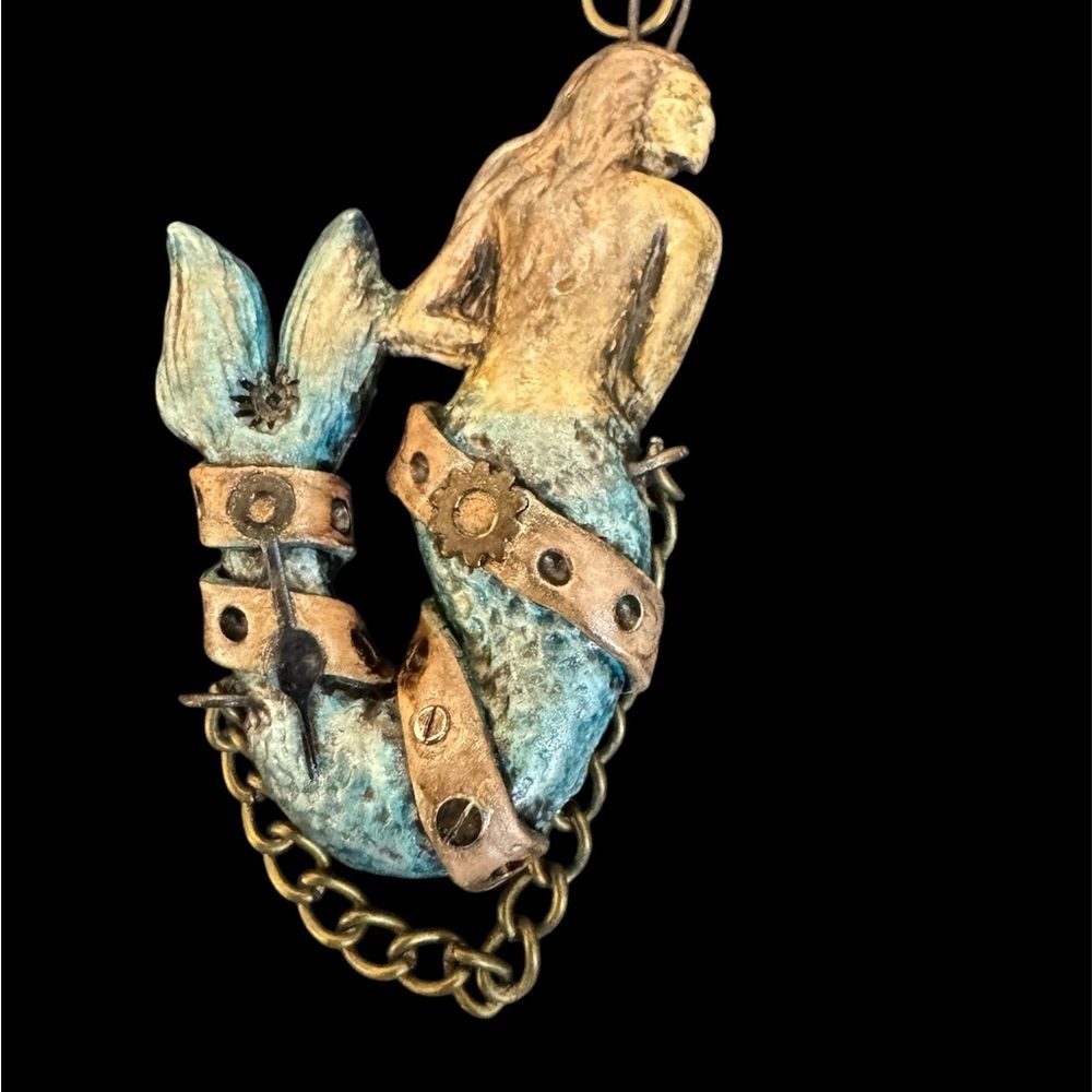 Mermaid Pendant in Gold and Blue